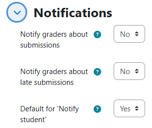 A screenshot of the assignment activity notification settings